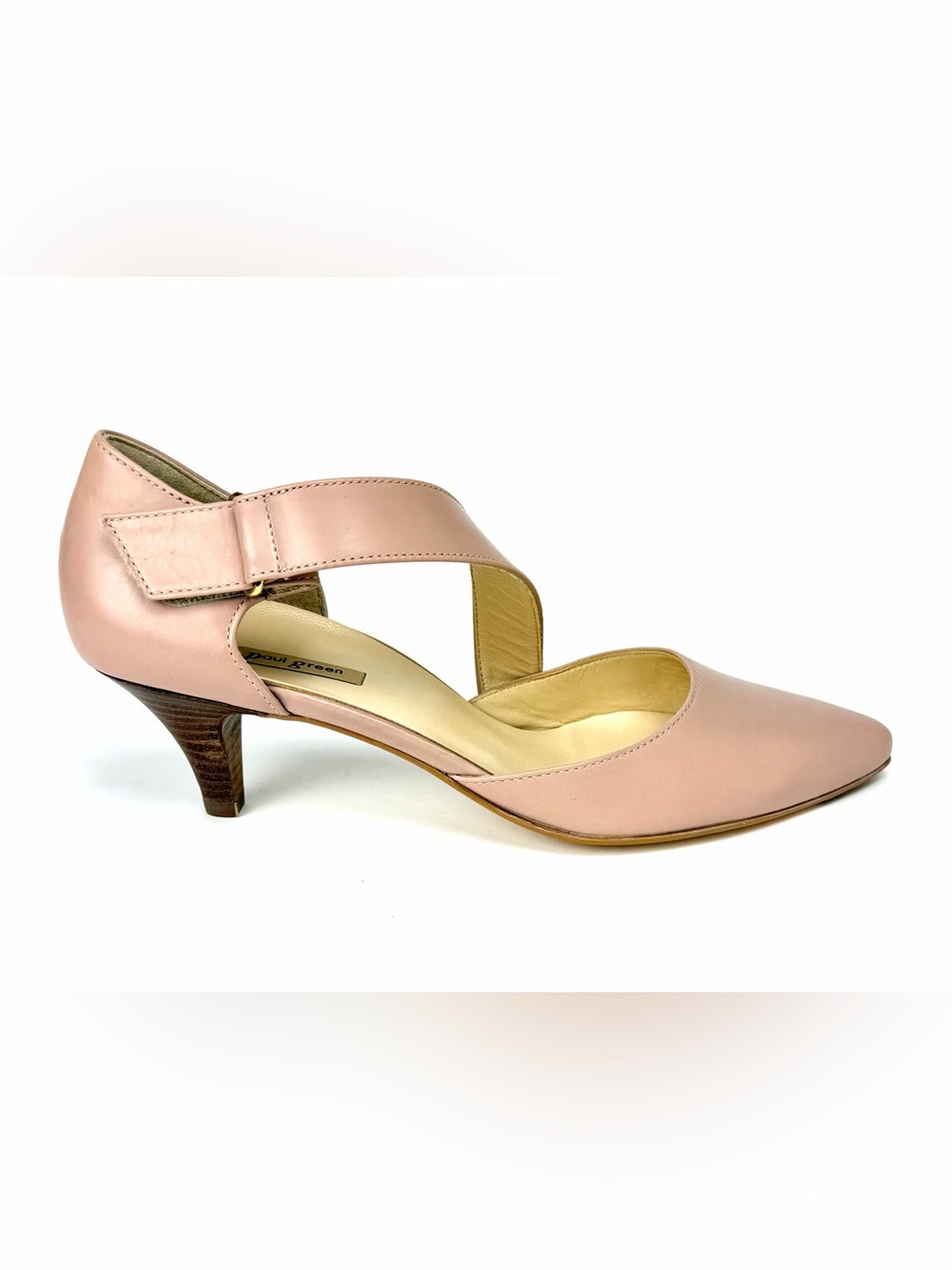Paul Green Cross Strap Pump in nude blush pink leather, NWOT.